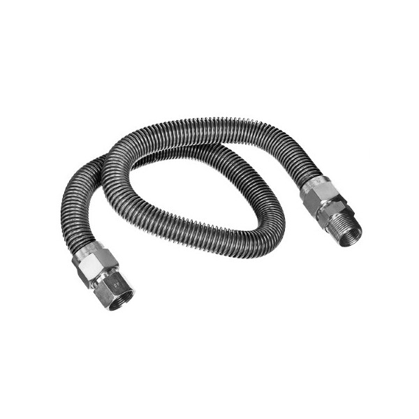 Flextron Gas Line Hose 1/2'' O.D.x60'' Length 3/8" FIPx1/2" MIP Fittings, Stainless Steel Flexible Connector FTGC-SS38-60J - main